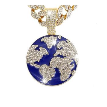 Imagem de YSFTYIYI Colar de corrente cubana hip hop – banhado a ouro 18K e prata esterlina | Mais de 300 cristais de monofone | Pingentes personalizáveis | Conjunto de presente unissex, Large, Liga de aço