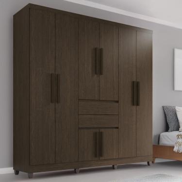 Imagem de Guarda-roupa De Casal Giga Top 8 Portas 2 Gavetas - Tudo De Móveis Marrom