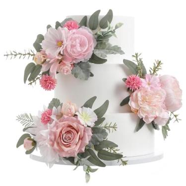 Imagem de Cake Topper Serra Flora Premade Silk Flowers Blusher Pink