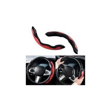 Imagem de Sandfren Capa de volante de carro, 2 peças, antiderrapante, encaixe, gel sedmentado, massageador, protetor de volante com forro de fibra de carbono, acessórios interiores automotivos, ajuste universal