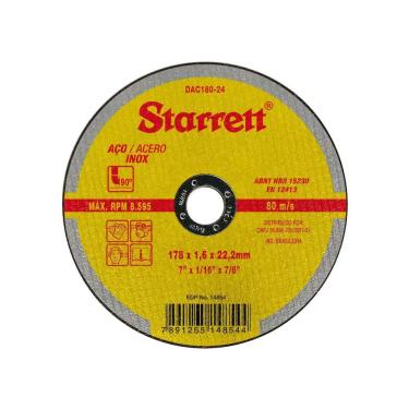 Imagem de Disco De Corte 180x1.6x22mm Aço Starrett Dac180-24