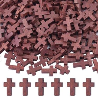 Imagem de DICOSMETIC 250 peças de pingente de cruz de madeira pequenas contas de cruz de madeira mini cruzes de madeira para artesanato para pulseira, colar, brinco, cruzes, enchimentos de ovos de Páscoa