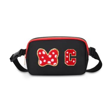 Imagem de Pochete com laço de mouse com letra inicial, presentes fofos de aniversário de Natal para meninas, filhas, mulheres, bolsa transversal à prova d'água para meninas, bolsa de cinto personalizada para