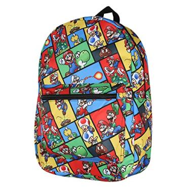 Imagem de Bioworld Mochila Super Mario, vários personagens, videogame, escola, laptop, mochila de viagem, Multicolorido., One Size, Mochilas de viagem