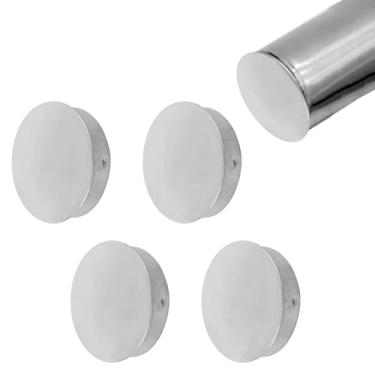 Imagem de UFURMATE 4 peças 40 mm/1,57 pol. 304 tampas de extremidade de corrimão redondas de aço inoxidável escadaria degraus tampa de extremidade de trilho de mão protetores de acessórios de corrimão (prata)