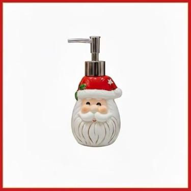 Imagem de Porta Sabonete Líquido Papai Noel Cerâmica 200ml - Decoração Natalina para Banheiro 16x8cm