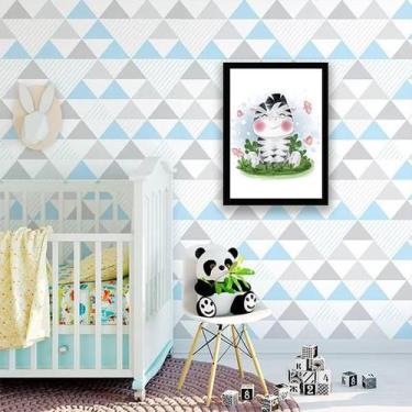 Imagem de Quadro Decorativo Infantil Zebrinha Moldura Preta - Quadros On-Line