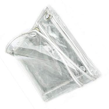 Imagem de OKUOKA Lona multiuso para uso ao ar livre - Lona impermeável de jardim com bordas de corda branca ilhós capa de chão resistente pano de isolamento grosso 0,5 mm - 2 x 2,5 m