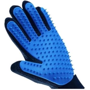 Imagem de Luva Pet Tira Pelos Nano Magnética, Escova de Silicone para Cães e Gatos, Azul