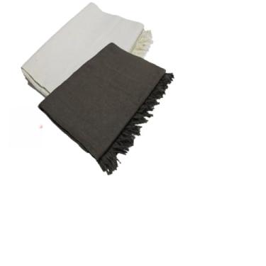 Imagem de Kit 2 Mantas Para Sofa King Gigante 300x180cm Algodao Protetor Decorativo (Cru + Marrom Escuro)