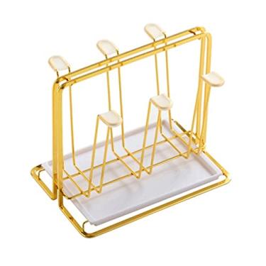 Imagem de Suporte de vidro para canecas, 6 xícaras, suporte de metal, prateleira de secagem, prateleira, garrafa, escorredor de copos de cabeça para baixo, escorredor de copos de vinho, organizador de copos de