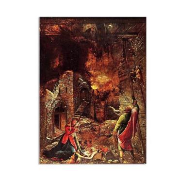 Imagem de SDYJ6GSW Albrecht Altdorfer Pôster de parede Nativity Giclee impressões em tela Albrecht Altdorfer decoração de parede para sala de estar quarto banheiro decoração de casa 100 x 70 cm (83.8x71.1 cm