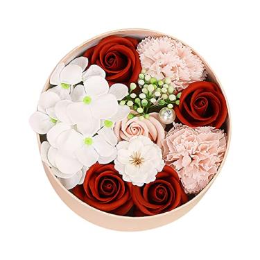 Imagem de Bouquet Soap Home Gift Festival DIY Gift Box Rose Valentine's Flower Wedding Flores Artificiais Flores Artificiais Grandes Flores Artificiais (Cor: Rojo, Tamanho: Talla Única)