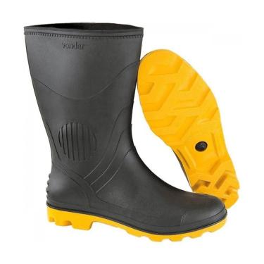 Imagem de Bota Preta Amarela PVC N41 Com Forro Vonder 7079410000
