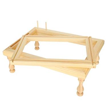 Imagem de KIMISS Bordado de Mesa e para Ponto Cruz e Costura, Suporte de Madeira Ajustável Com Rolo e Tira de Vedação - Ideal para Artesanato de Mesa