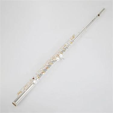 Imagem de Flauta de instrumento de flauta 16/17 furos banhado a prata obturador de flauta transversal chave C com tecla E instrumento musical iniciantes (817)