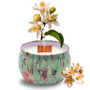 Imagem de Vela Aromatica, Luxo 130g Baunilha, Lavanda, Capim Limão, Alecrim, Maça e Canela Pavio Madeira, 8.5×8.5×6.5cm(FLOR DE LARANJEIRA)