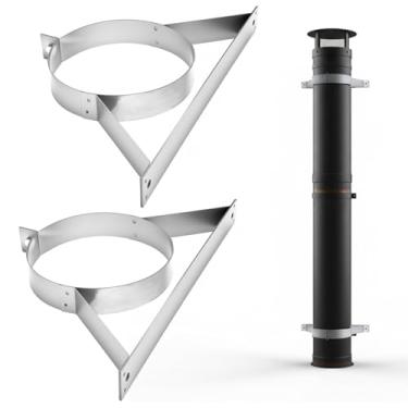 Imagem de Otoolling 2 peças de banda de parede de aço inoxidável de 15 cm durável suporte de tubo de chaminé faixa resistente para instalação segura do sistema de ventilação para fogão a lenha e tubos de