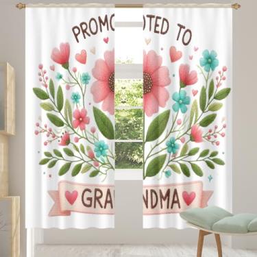 Imagem de 2 conjuntos de painéis, lindas cortinas transparentes de flor rosa, cortinas transparentes arejadas com filtro leve, painéis de cortina de porta e janela para sala de estar, quarto, jantar, 213 cm de