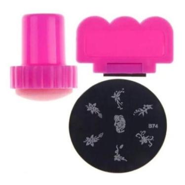 Imagem de Carimbo Para Unhas Estampagem C/ Raspador - oem