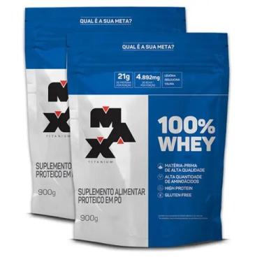 Imagem de Kit 2x Whey 100% Pure Concentrado Refil 900g- MAXTITANIUM, Chocolate/B