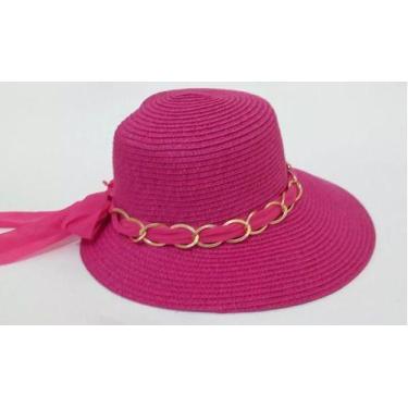 Imagem de Chapeu De Praia Viseira Palha Corrente Femenina - OEM, UN, Marrom