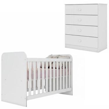 Imagem de Berco Grade Fixa e Comoda 4 Gavetas Labirinto Henn, Branco