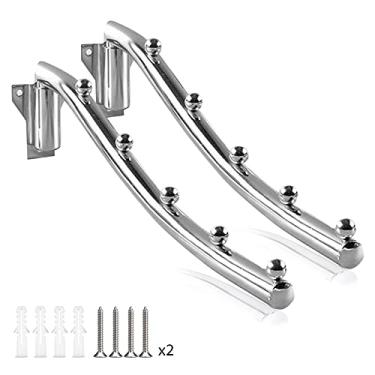 Imagem de Suporte de parede para roupas, cabide para secadora de roupas, dobrável, de aço inoxidável, cabide para casacos, cabide de roupas com suporte de braço giratório para sistema de pendurar roupas