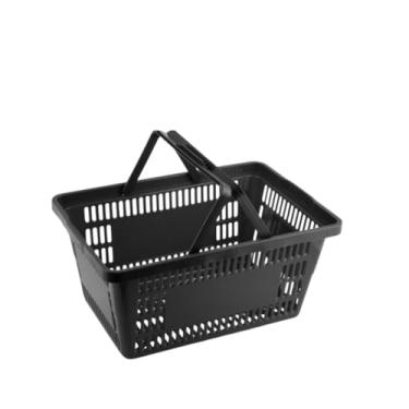 Imagem de Kit 5 Cestas Plástica Multiuso com Alças 16 Litros Cestinha Mercado Bazar Azul Vermelho Preto(10 Cestas Preto)