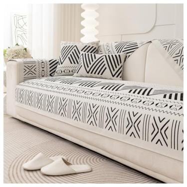 Imagem de SPXMQSS Capas de sofá para sofá, capas de sofá macias de chenille, capas de sofá antiderrapantes para canto em forma de L, capas universais para almofadas de sofá A 90 x 240 cm