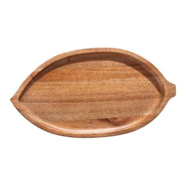 Imagem de ＫＬＫＣＭＳ Bandeja de madeira para servir, organizador, prato rústico em formato de folha, ideal para frutas secas, lanches e xícaras de café, Folhas Pequenas