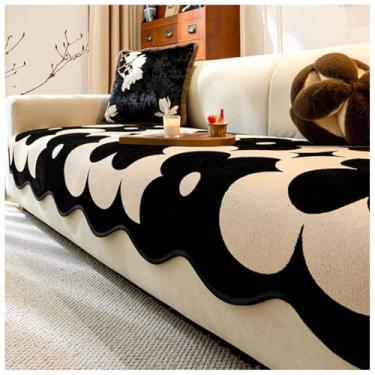 Imagem de SPXMQSS Capa para sofá Chaise Longue, antiderrapante capa sofá inconera, chenille super macia capa de sofá lavável na máquina de lavar universal C 90 x 240 cm