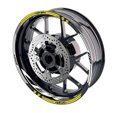 Imagem de MC Motoparts Adesivos de aro de roda de 43 cm, fita adesiva listrada para CBR1000RR CBR600RR CBR 650F 600F 17 18 19 20 AMARELO