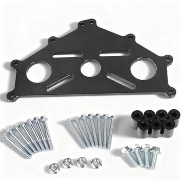 Imagem de TENGBASE Placa adaptadora de suporte de motor resistente - compatibilidade completa com motores Chevy SBC, BBC, LS e LT Series (inclui LS1, Duramax, L96) - Preto