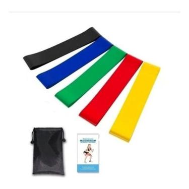 Imagem de Kit 5 Faixas Elasticas Thera Band Com 5 Niveis Fisioterapia