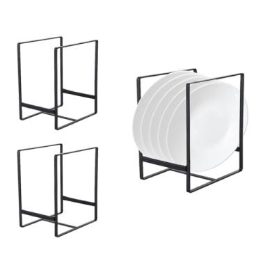Imagem de Organizador de prato com 3 peças, escorredor de pratos vertical, organizador de pratos de metal