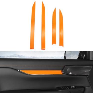 Imagem de ushilife, Tampa do painel interior da porta, Tampa protetora do painel do apoio de braço da porta do carro em ABS, compatível com Ford Ranger 2022 2023 2024, Painel interior (laranja)