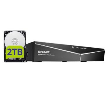 Imagem de Gravador de vídeo Híbrido 5 em 1 de segurança de 16 canais com disco rígido de 2 TB, SANNCE 1080p Lite 5 em 1 para câmeras de segurança IP analógicas TVI AHD CVBS, alertas de movimento, acesso remoto, gravação 24/7