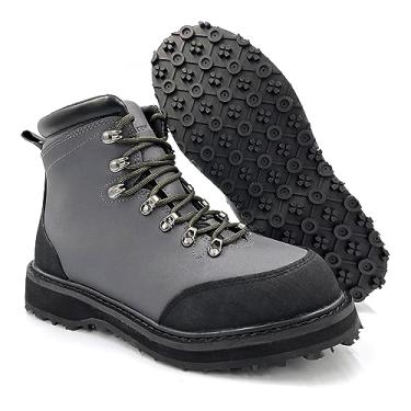 Imagem de lurewilder Botas de pesca masculinas com sola de borracha com sola de pesca com mosca tamanho 9 tachas aplicáveis