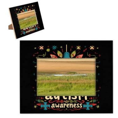 Imagem de hongjinglin Moldura de madeira com design de autismo, 28 x 35,5 cm, moldura para fotos com tapete para parede e mesa, para decoração de casa e amigos da família, ideias de presente de casamento