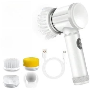 Imagem de Escova Eletrica de Limpeza Portátil 5 em 1 Sem Fio Limpador Pratico Para Cozinha Banheiro Ferramenta(3 Cabecas De Escova)