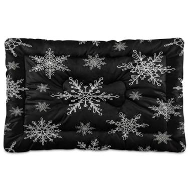 Imagem de Wassud Flocos de neve brancos para camas de cachorro tapete lavável para animais de estimação para cães e gatos, almofada de cama de viagem antiderrapante, almofada de canil para uso interno e externo