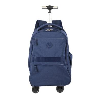 Imagem de Mochila Carrinho 4 Rodas Duplas Sestini Rolling Crinkle - Azul