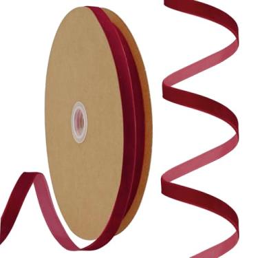 Imagem de Rilisili Fita de veludo bordô 9,5 cm x 25 metros Tecido carretel para decoração de guirlanda de Natal de veludo ornamentos artesanais de embrulho de presente e fabricação de laços