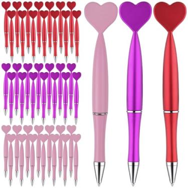 Imagem de Zuazaor 60 canetas em forma de coração, canetas de festa de dia dos namorados, tinta de gel preta, presentes para adultos, escritório, escola, aniversário, festa de casamento (coração colorido, 60)