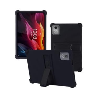 Imagem de Capa para tablet Lenovo Tab K11 Plus TB352FU de 11,4 polegadas 2025, capa protetora de borracha leve à prova de choque, capa protetora de borracha ajustável para crianças, preta
