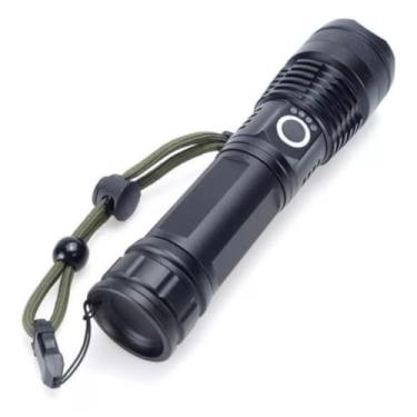 Imagem de Lanterna Tática Militar Profissional T9 Recarregável LED P-50 Zoom Super Potente Alumínio Resistente Camping, Pesca Emergência Vigilância Polícia