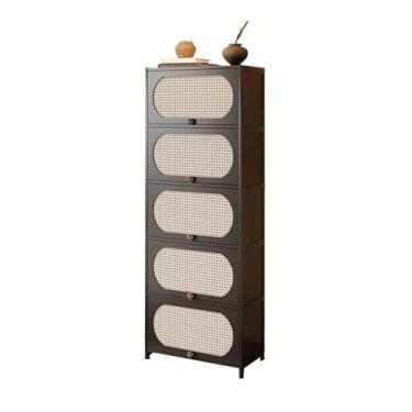 Imagem de hezhuhe2258 Aparador de sala de jantar Aparador de canto preto Estante de livros Unidade de armazenamento de chão para sala de estar 60 cm