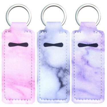 Imagem de 3 peças porta-chaves presentes batom batom brilho labial bonito protetor labial para mulheres