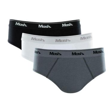Imagem de Kit Cueca Slip Mash 3 Peças Masculina Algodão Elástico, Cinza médio, P